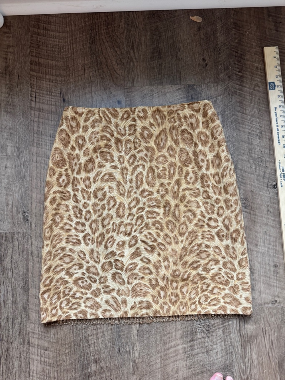 Leopard Print A-Line Mini Skirt in Tan and Cream
